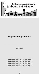Règlement généraux Table de concertation du Faubourg Saint-Laurent